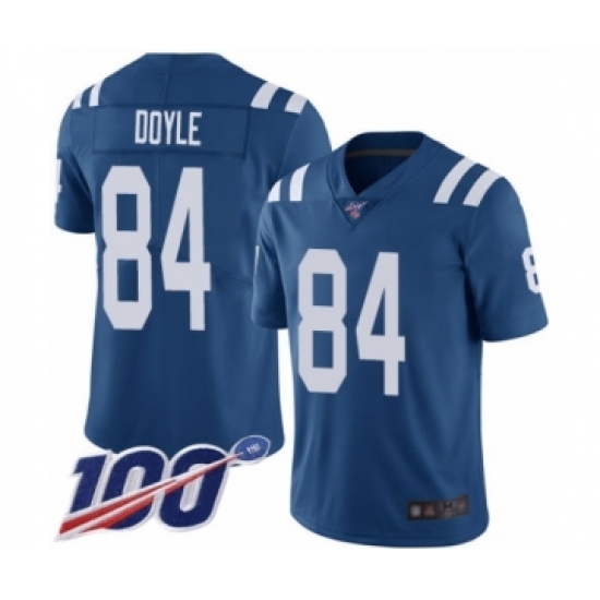 Men's Indianapolis Colts #84 Jack Doyle Royal Blue Team Color Vapor Untouchable Limited Player 100th Season Football Jersey - Ujersey