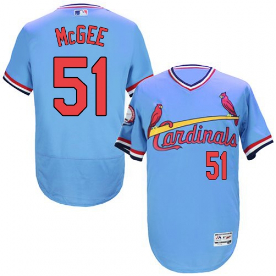 Men's Majestic St. Louis Cardinals #51 Willie McGee Light Blue Flexbase Authentic Collection Cooperstown MLB Jersey - Ujersey
