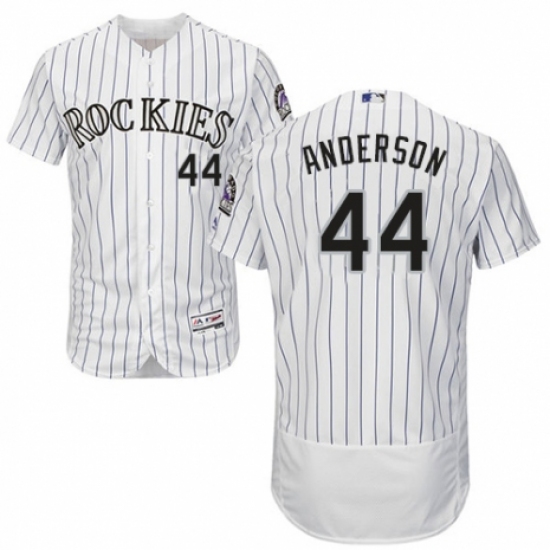 Men's Majestic Colorado Rockies #44 Tyler Anderson White Home Flex Base Authentic Collection MLB Jersey - Ujersey