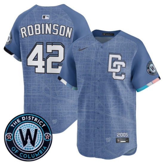 Men's Washington Nationals #42 Jackie Robinson Blue 2025 City Connect Limited Stitched Baseball Jersey - Ujersey