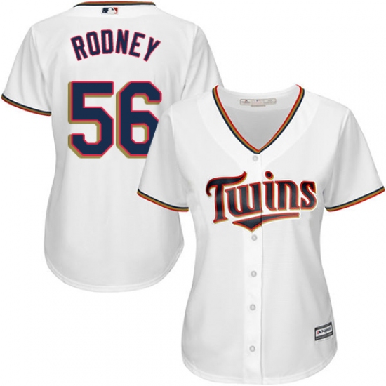 Women's Majestic Minnesota Twins #56 Fernando Rodney Authentic White Home Cool Base MLB Jersey - Ujersey