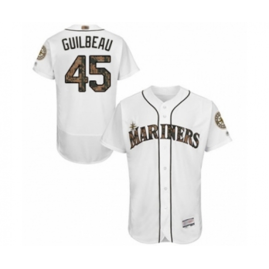 Men's Seattle Mariners #45 Taylor Guilbeau Authentic White 2016 Memorial Day Fashion Flex Base Baseball Player Jersey - Ujersey