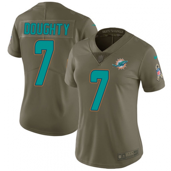 Women's Nike Miami Dolphins #7 Brandon Doughty Limited Olive 2017 Salute to Service NFL Jersey