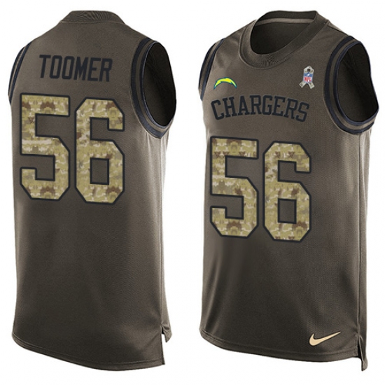Men's Nike Los Angeles Chargers #56 Korey Toomer Limited Green Salute to Service Tank Top NFL Jersey - Ujersey