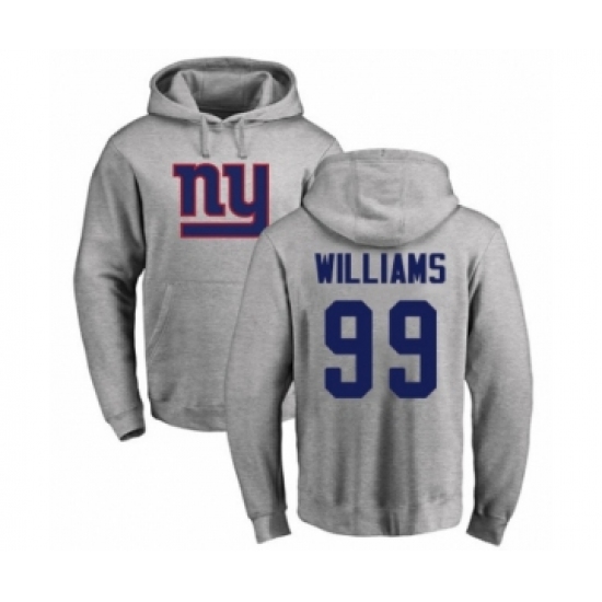 Football New York Giants #99 Leonard Williams Ash Name & Number Logo Pullover Hoodie - Ujersey