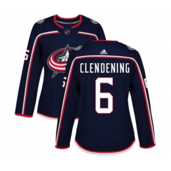 Women's Adidas Columbus Blue Jackets #6 Adam Clendening Premier Navy Blue Home NHL Jersey - Ujersey