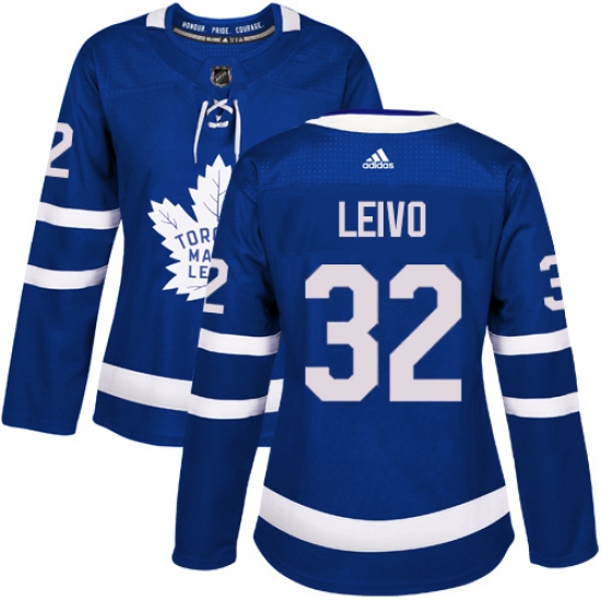 Women's Adidas Toronto Maple Leafs #32 Josh Leivo Authentic Royal Blue Home NHL Jersey - Ujersey