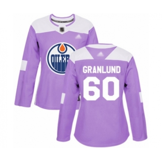 Women's Edmonton Oilers #60 Markus Granlund Authentic Purple Fights Cancer Practice Hockey Jersey - Ujersey