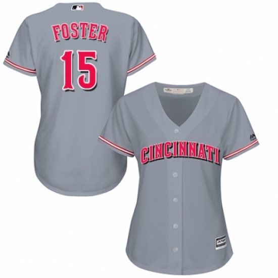 Women's Majestic Cincinnati Reds #15 George Foster Replica Grey Road Cool Base MLB Jersey - Ujersey