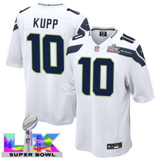 Men's Seattle Seahawks #10 Cooper Kupp White 2025 2026 Super Bowl LX F U S E Stitched Jersey - Ujersey