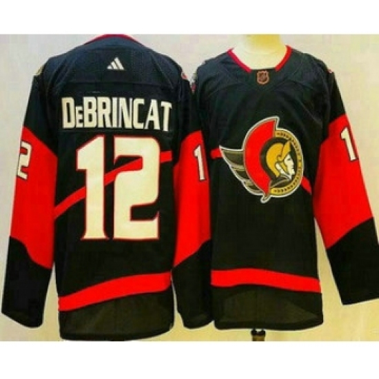 Men's Ottawa Senators #12 Alex DeBrincat Black 2022 Reverse Retro Authentic Jersey