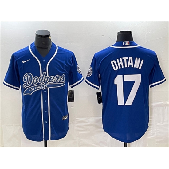 Men's Los Angeles Dodgers #17 Shohei Ohtani Blue Cool Base Stitched Baseball Jersey - Ujersey