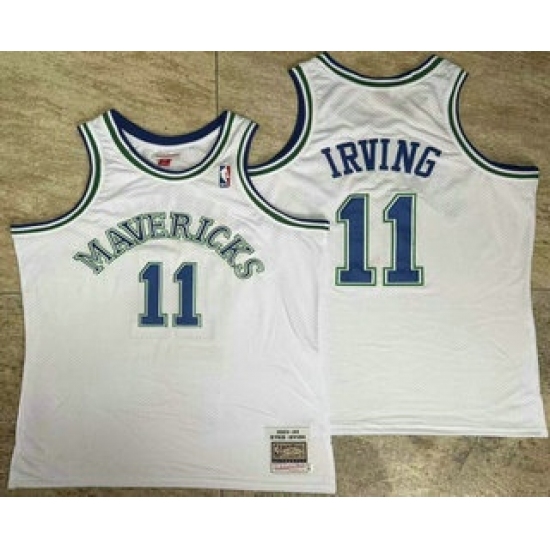 Men's Dallas Mavericks #11 Kyrie Irving White AU Throwback Jersey - Ujersey