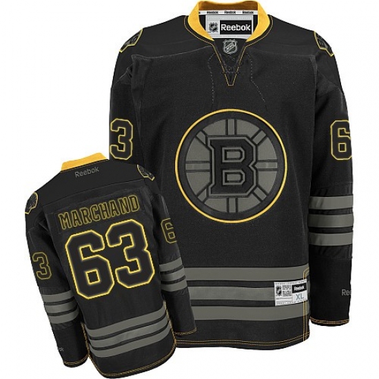 Men's Reebok Boston Bruins #63 Brad Marchand Premier Black Ice NHL Jersey - Ujersey
