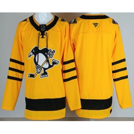 Men's Pittsburgh Penguins Blank Yellow Alternate Authentic Jersey - Ujersey