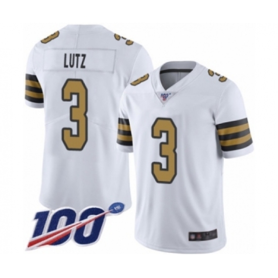 Men's New Orleans Saints #3 Wil Lutz Limited White Rush Vapor Untouchable 100th Season Football Jersey - Ujersey
