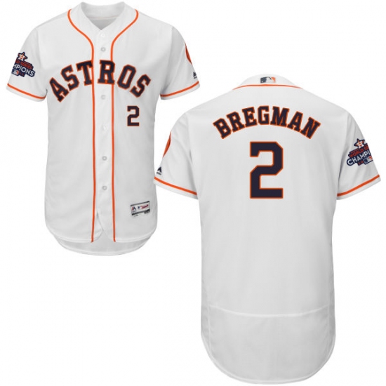 Men's Majestic Houston Astros #2 Alex Bregman Authentic White Home 2017 World Series Champions Flex Base MLB Jersey