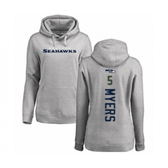 Football Women's Seattle Seahawks #5 Jason Myers Ash Backer Pullover Hoodie - Ujersey