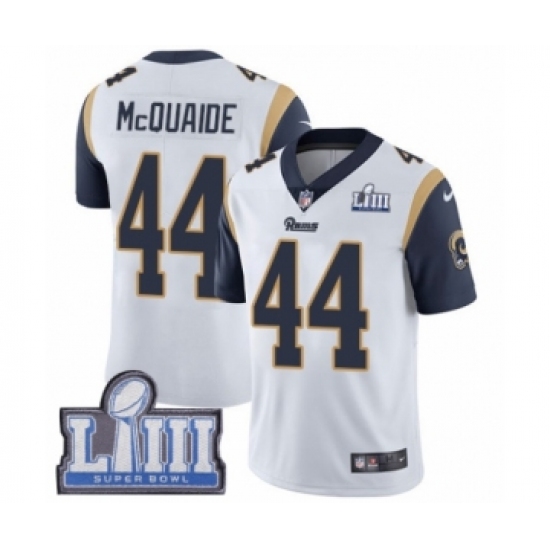 Men's Nike Los Angeles Rams #44 Jacob McQuaide White Vapor Untouchable Limited Player Super Bowl LIII Bound NFL Jersey - Ujersey