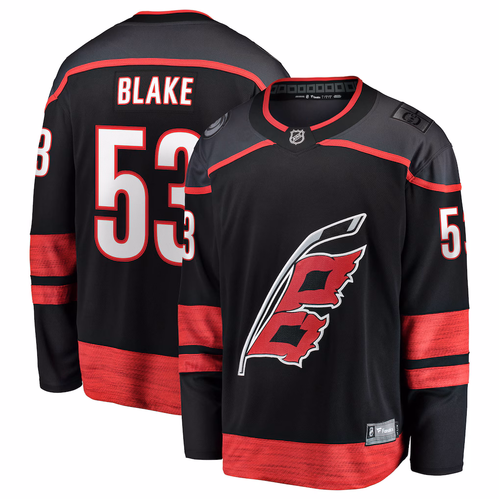 Men's Carolina Hurricanes Jackson Blake Fanatics Black Home Breakaway Jersey