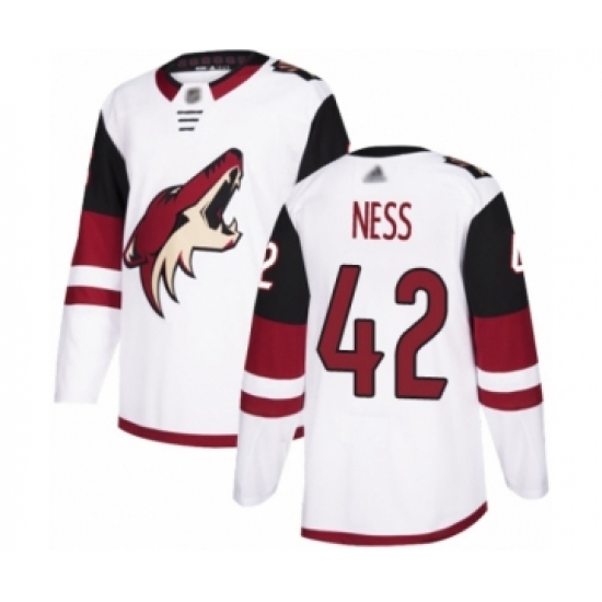 Men's Arizona Coyotes #42 Aaron Ness Authentic White Away Hockey Jersey - Ujersey
