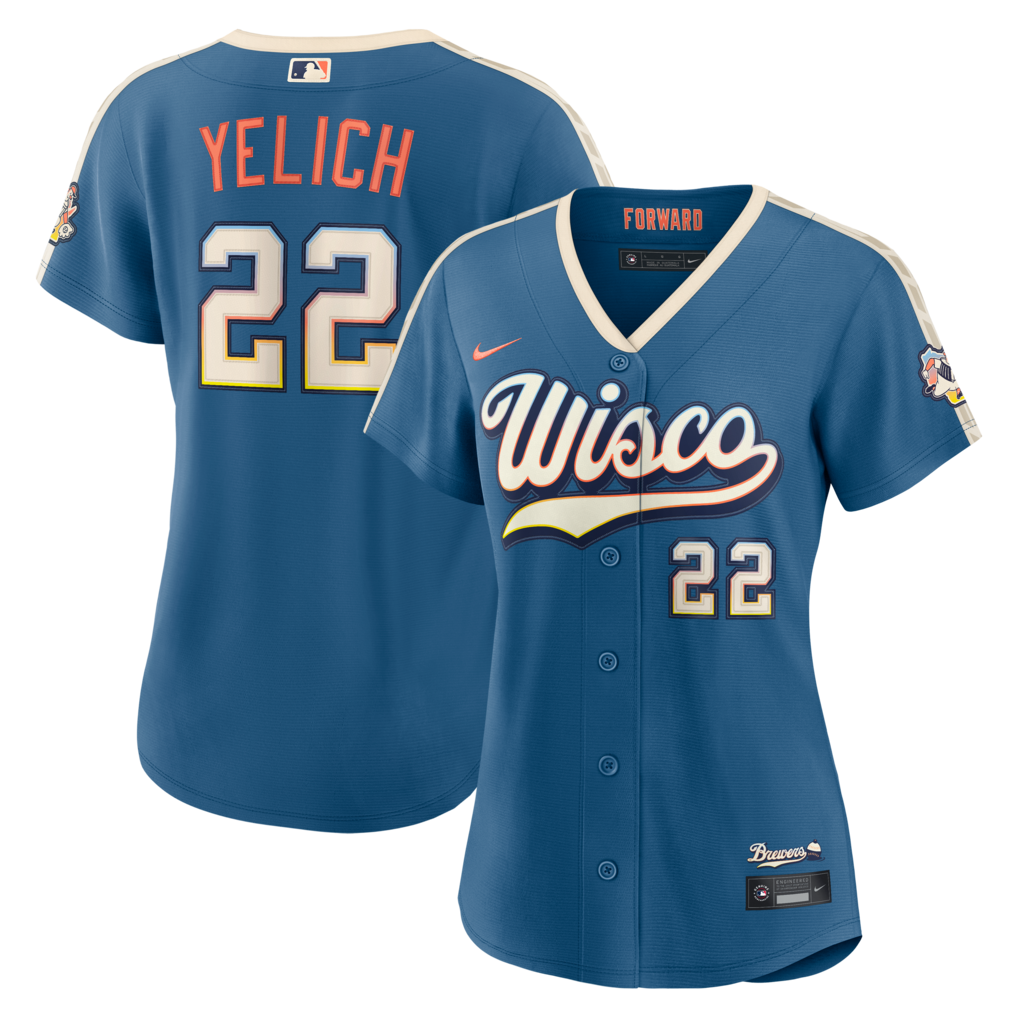 Women's Milwaukee Brewers Christian Yelich Nike Mineral Blue 2026 City Connect Stadium Jersey - SUjersey01