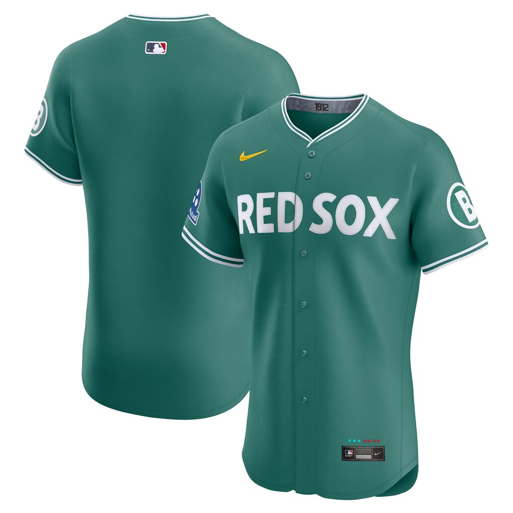 Men's Boston Red Sox  Nike Green 2025 City Connect Elite Jersey With Sponsor Patch - Ujersey
