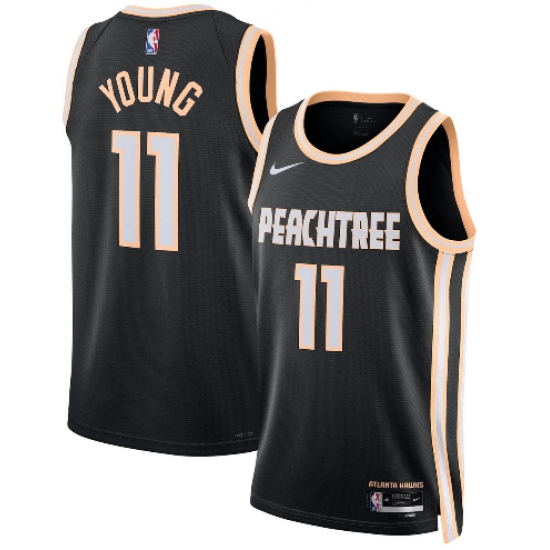 Men's Atlanta Hawks #11 Trae Young Black 2025-26 City Edition Swingman Stitched Jersey - Ujersey