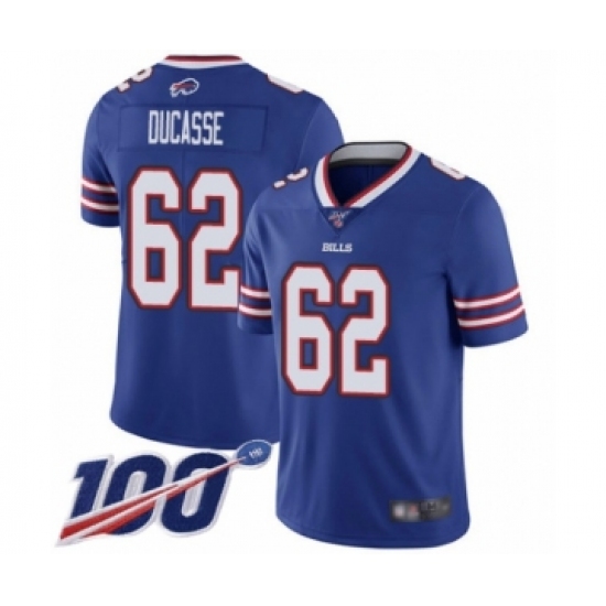 Men's Buffalo Bills #62 Vladimir Ducasse Royal Blue Team Color Vapor Untouchable Limited Player 100th Season Football Jersey - Ujersey