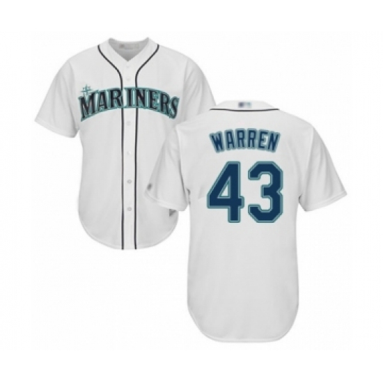 Youth Seattle Mariners #43 Art Warren Authentic White Home Cool Base Baseball Player Jersey - Ujersey