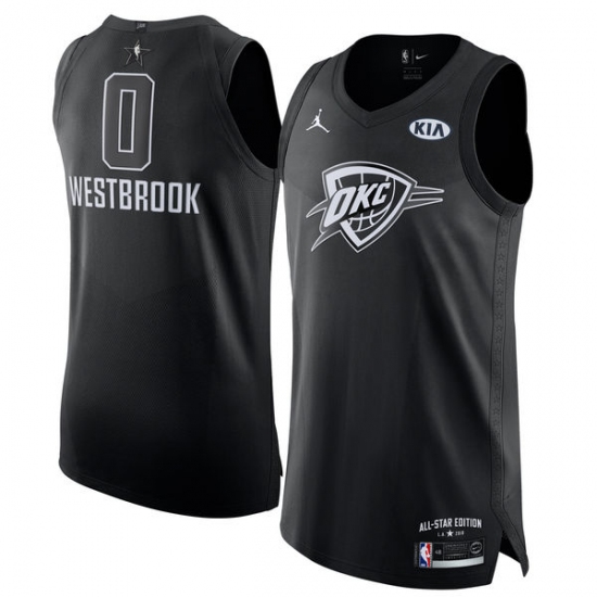Men's Nike Jordan Oklahoma City Thunder #0 Russell Westbrook Authentic Black 2018 All-Star Game NBA Jersey - Ujersey