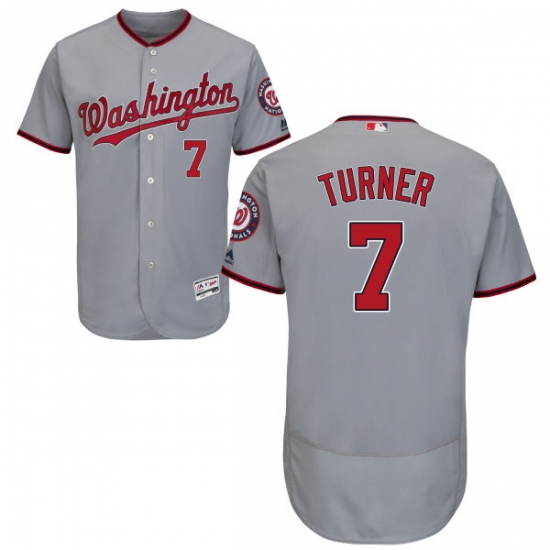 Men's Majestic Washington Nationals #7 Trea Turner Grey Flexbase Authentic Collection MLB Jersey - Ujersey