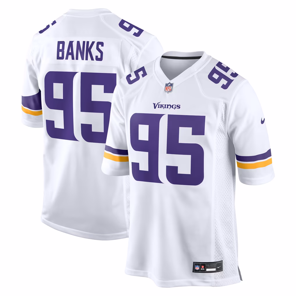 Men's Minnesota Vikings Caleb Banks Nike White Game Jersey
