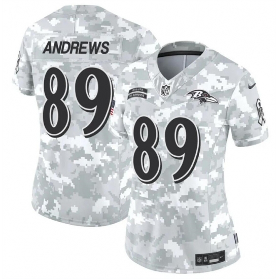 Women's Baltimore Ravens #89 Mark Andrews 2024 F.U.S.E Arctic Camo Salute To Service Limited Stitched Football Jersey(Run Small) - Ujersey