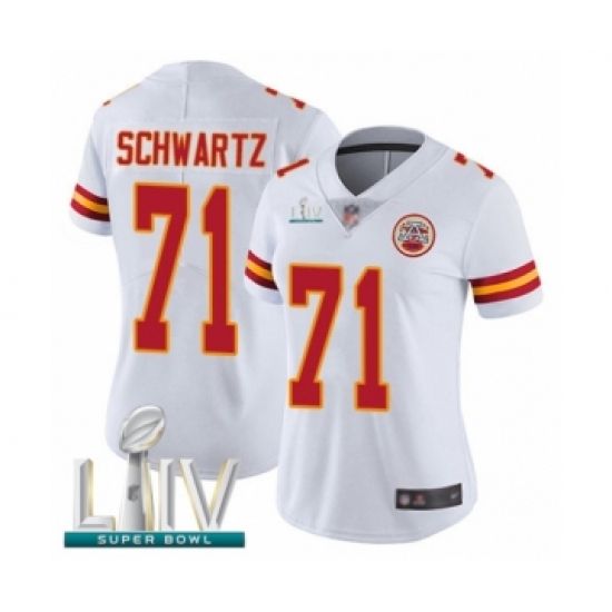 Women's Kansas City Chiefs #71 Mitchell Schwartz White Vapor Untouchable Limited Player Super Bowl LIV Bound Football Jersey - Ujersey