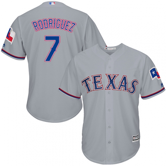 Men's Majestic Texas Rangers #7 Ivan Rodriguez Replica Grey Road Cool Base MLB Jersey - Ujersey