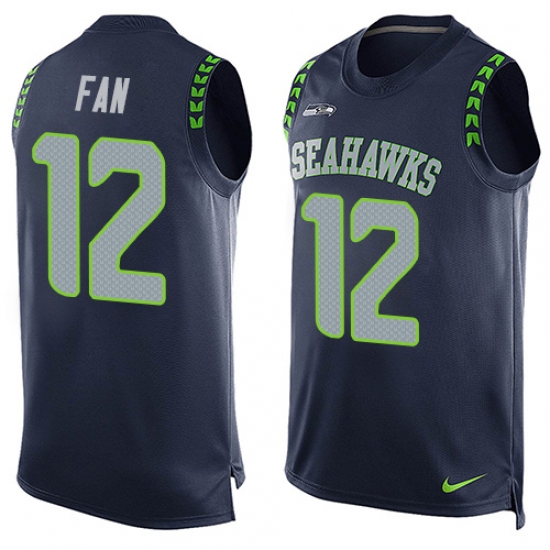 Men's Nike Seattle Seahawks 12th Fan Limited Steel Blue Player Name & Number Tank Top NFL Jersey - Ujersey