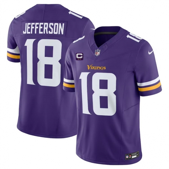 Men's Minnesota Vikings #18 Justin Jefferson Purple 2024 F.U.S.E. With 2-Star C Vapor Limited Stitched Jersey - Ujersey