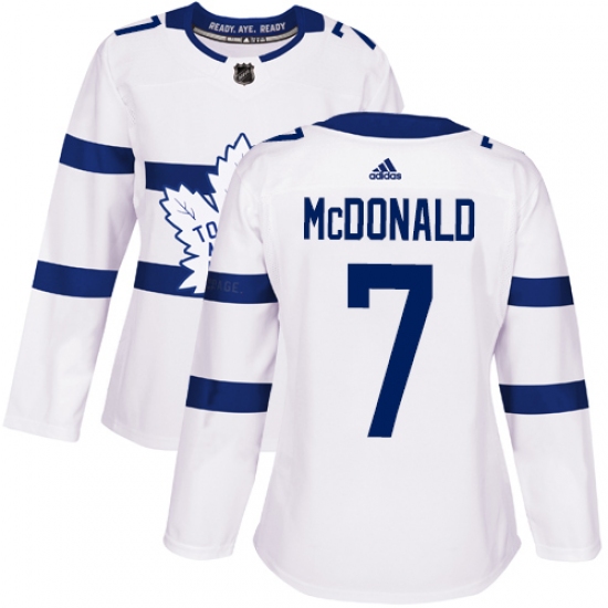 Women's Adidas Toronto Maple Leafs #7 Lanny McDonald Authentic White 2018 Stadium Series NHL Jersey - Ujersey