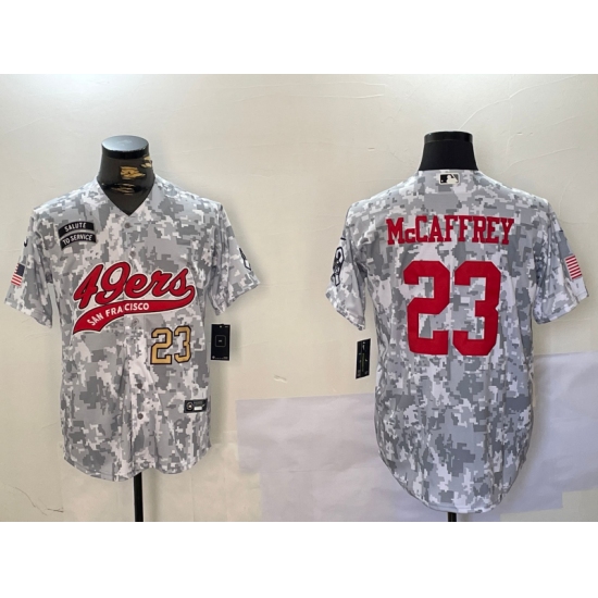 Men's San Francisco 49ers #23 Christian McCaffrey Arctic Camo 2024 Salute to Service Stitched Baseball Jerseys - Ujersey