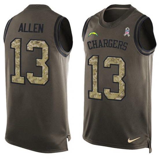 Men's Nike Los Angeles Chargers #13 Keenan Allen Limited Green Salute to Service Tank Top NFL Jersey - Ujersey