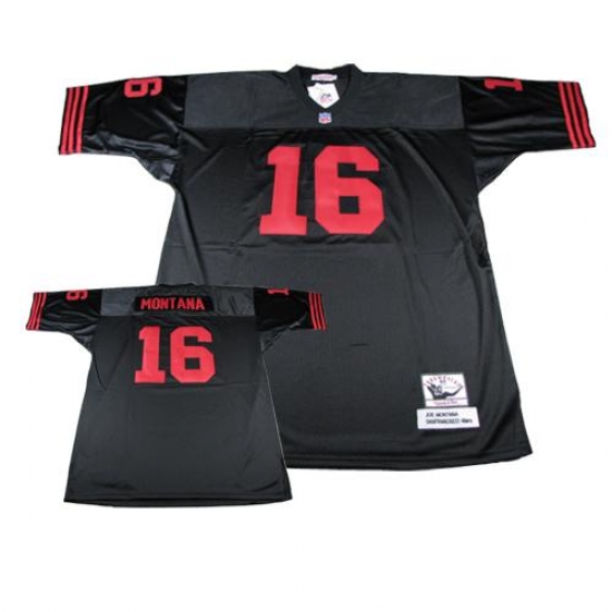 Mitchell and Ness San Francisco 49ers #16 Joe Montana Authentic Black Throwback NFL Jersey - Ujersey