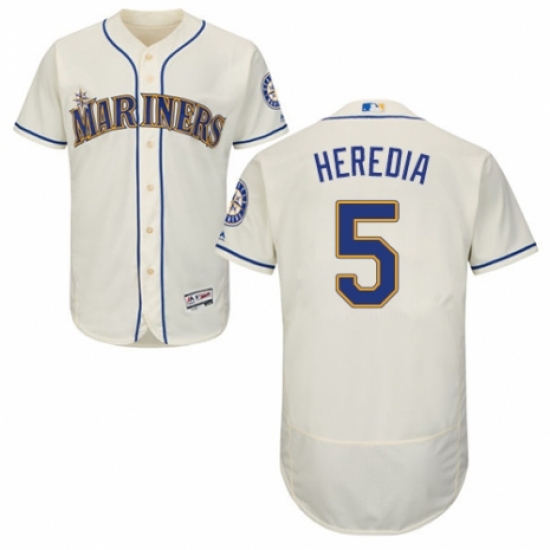 Men's Majestic Seattle Mariners #5 Guillermo Heredia Cream Alternate Flex Base Authentic Collection MLB Jersey - Ujersey