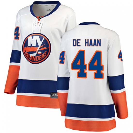 Women's New York Islanders #44 Calvin de Haan Fanatics Branded White Away Breakaway NHL Jersey - Ujersey