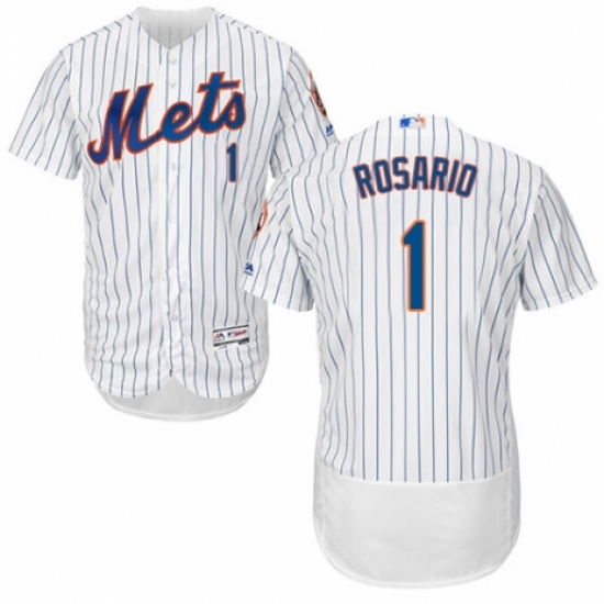 Men's Majestic New York Mets #1 Amed Rosario White Home Flex Base Authentic Collection MLB Jersey - Ujersey
