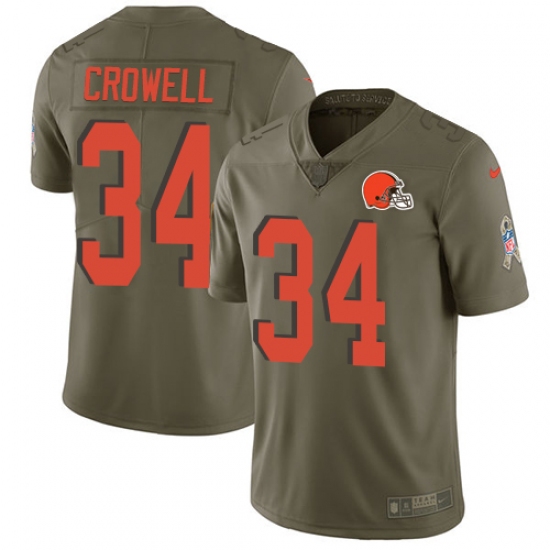 Youth Nike Cleveland Browns #34 Isaiah Crowell Limited Olive 2017 Salute to Service NFL Jersey - Ujersey