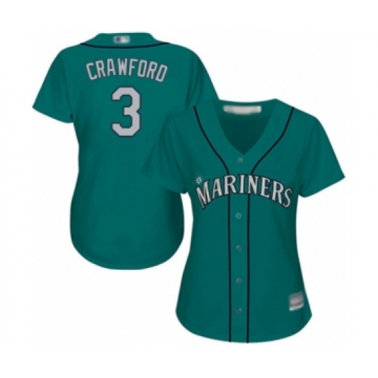 Women's Seattle Mariners #3 J.P. Crawford Authentic Teal Green Alternate Cool Base Baseball Player Jersey - Ujersey