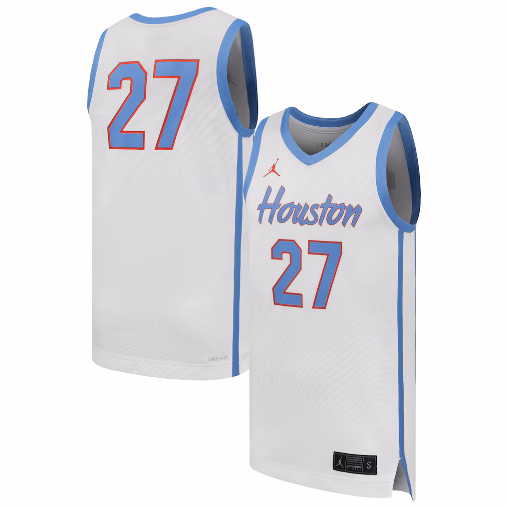 Men's Jordan Brand #27 White Houston Cougars Replica Basketball Jersey - Ujersey Shop