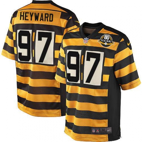 Youth Nike Pittsburgh Steelers #97 Cameron Heyward Elite Yellow/Black Alternate 80TH Anniversary Throwback NFL Jersey - Ujersey