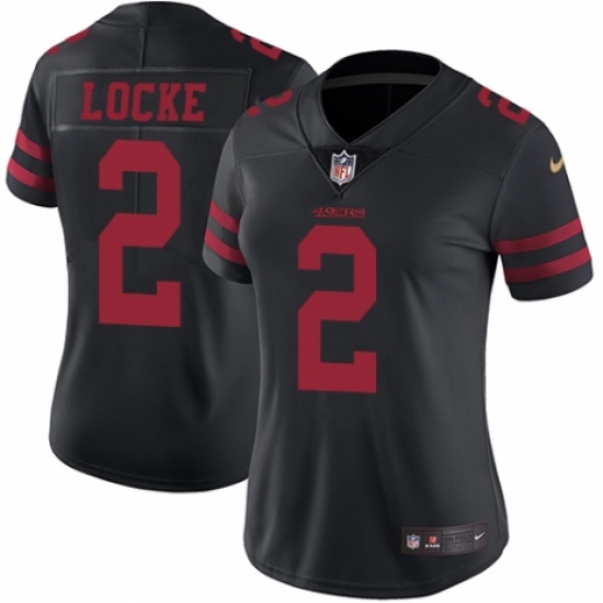 Women's Nike San Francisco 49ers #2 Jeff Locke Black Vapor Untouchable Limited Player NFL Jersey - Ujersey